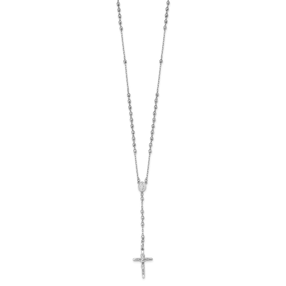 3mm Mirror Beaded Rosary Necklace 24"