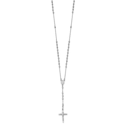 3mm Mirror Beaded Rosary Necklace 24"