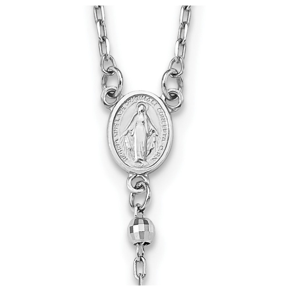 3mm Mirror Beaded Rosary Necklace 24"