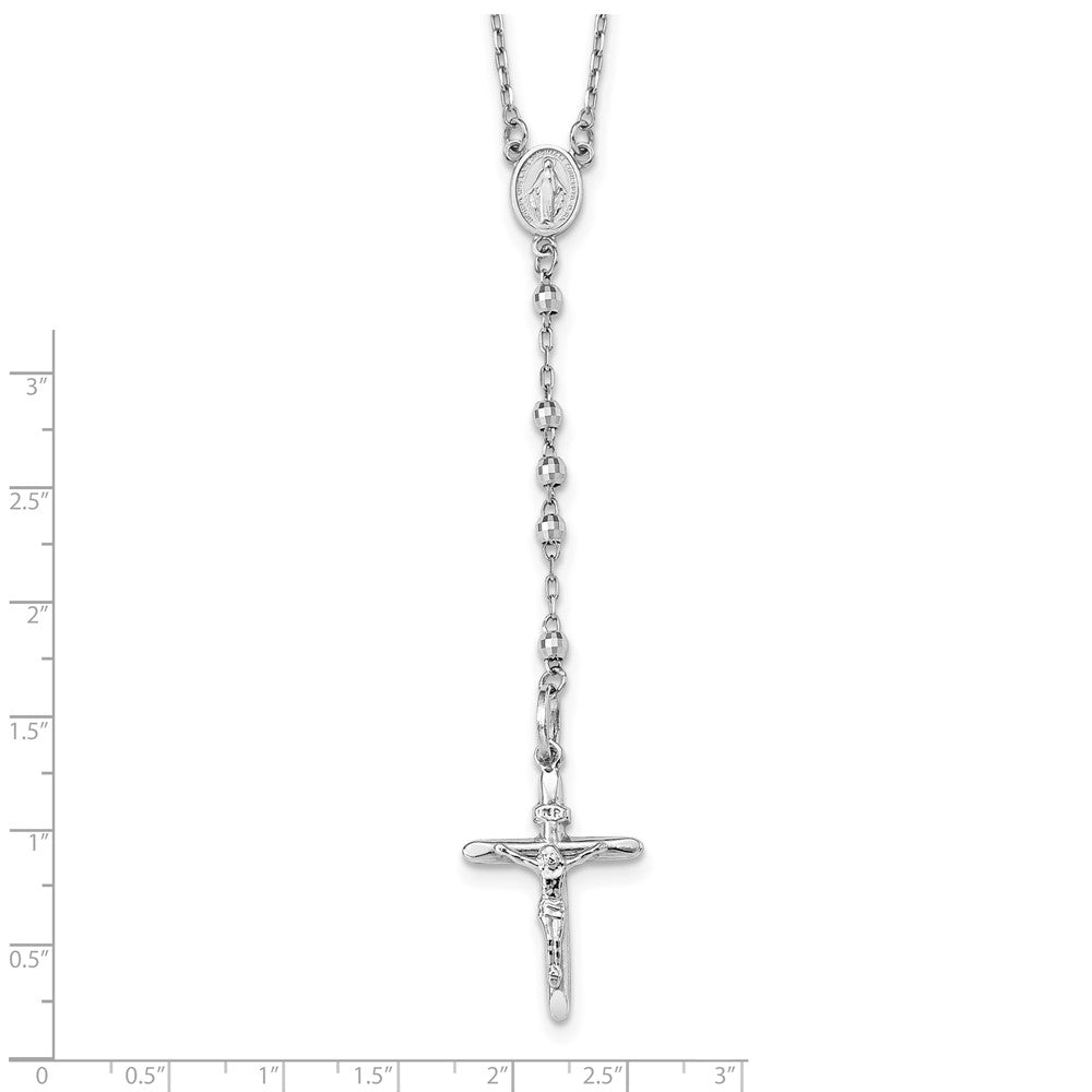 3mm Mirror Beaded Rosary Necklace 24"
