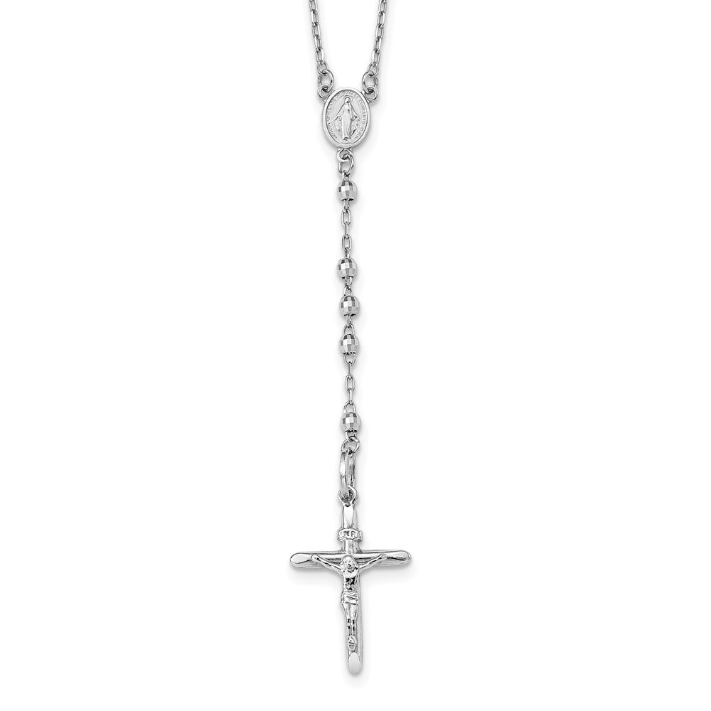 3mm Mirror Beaded Rosary Necklace 24"