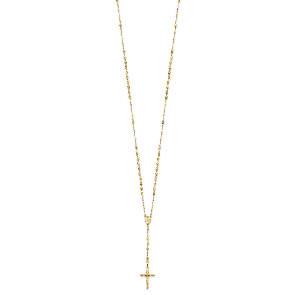 3mm Mirror Beaded Semi-solid Rosary Necklace 24"
