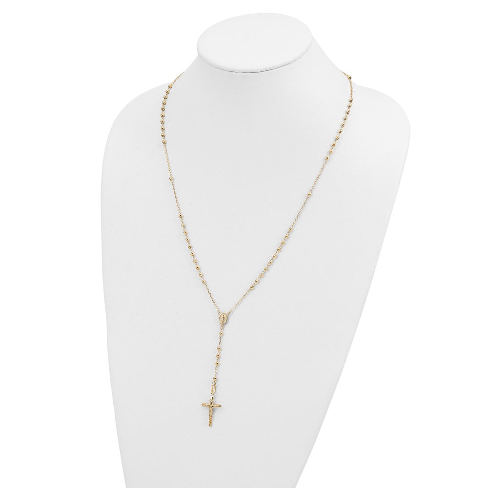 3mm Mirror Beaded Semi-solid Rosary Necklace 24"