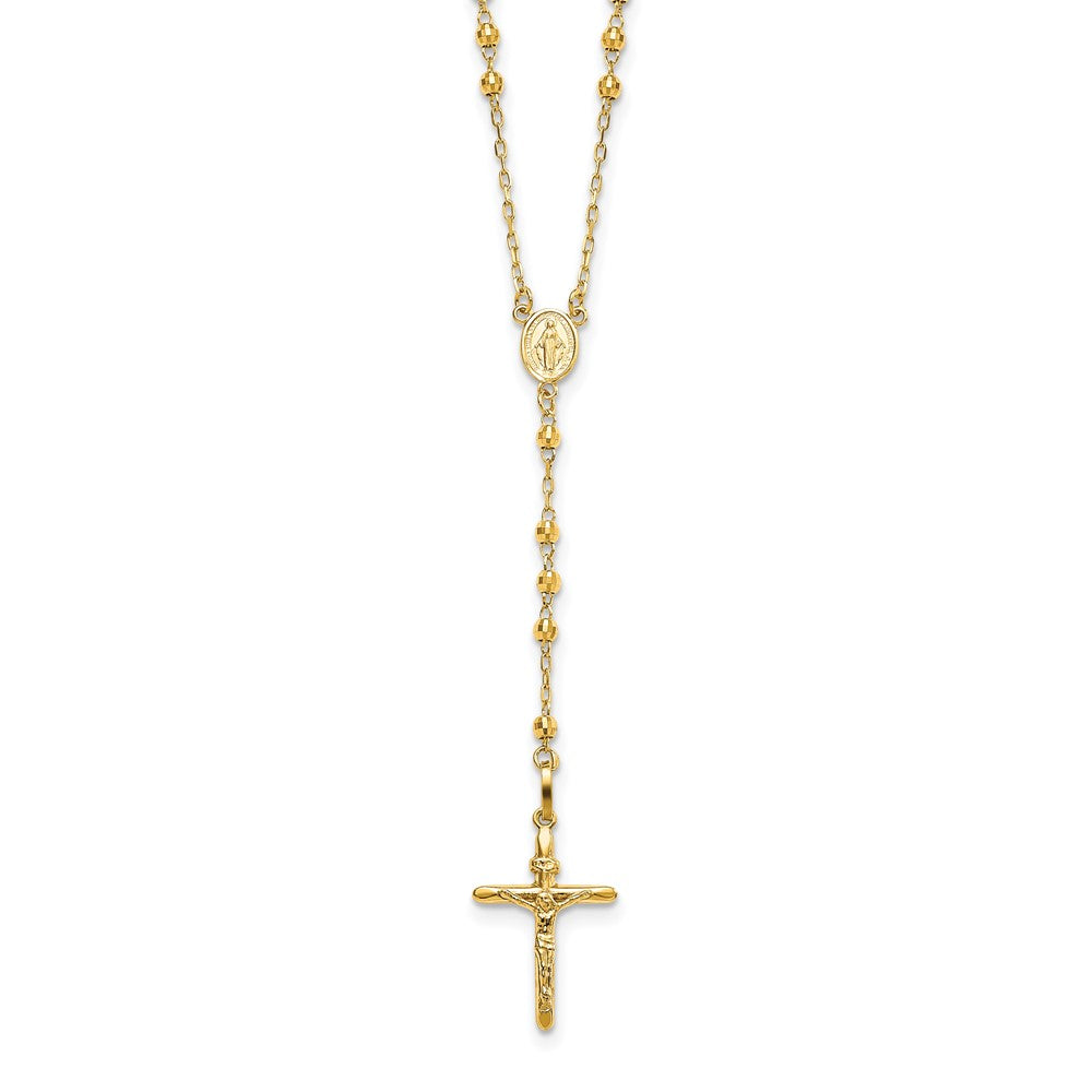 3mm Mirror Beaded Semi-solid Rosary Necklace 24"