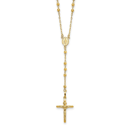 3mm Mirror Beaded Semi-solid Rosary Necklace 24"