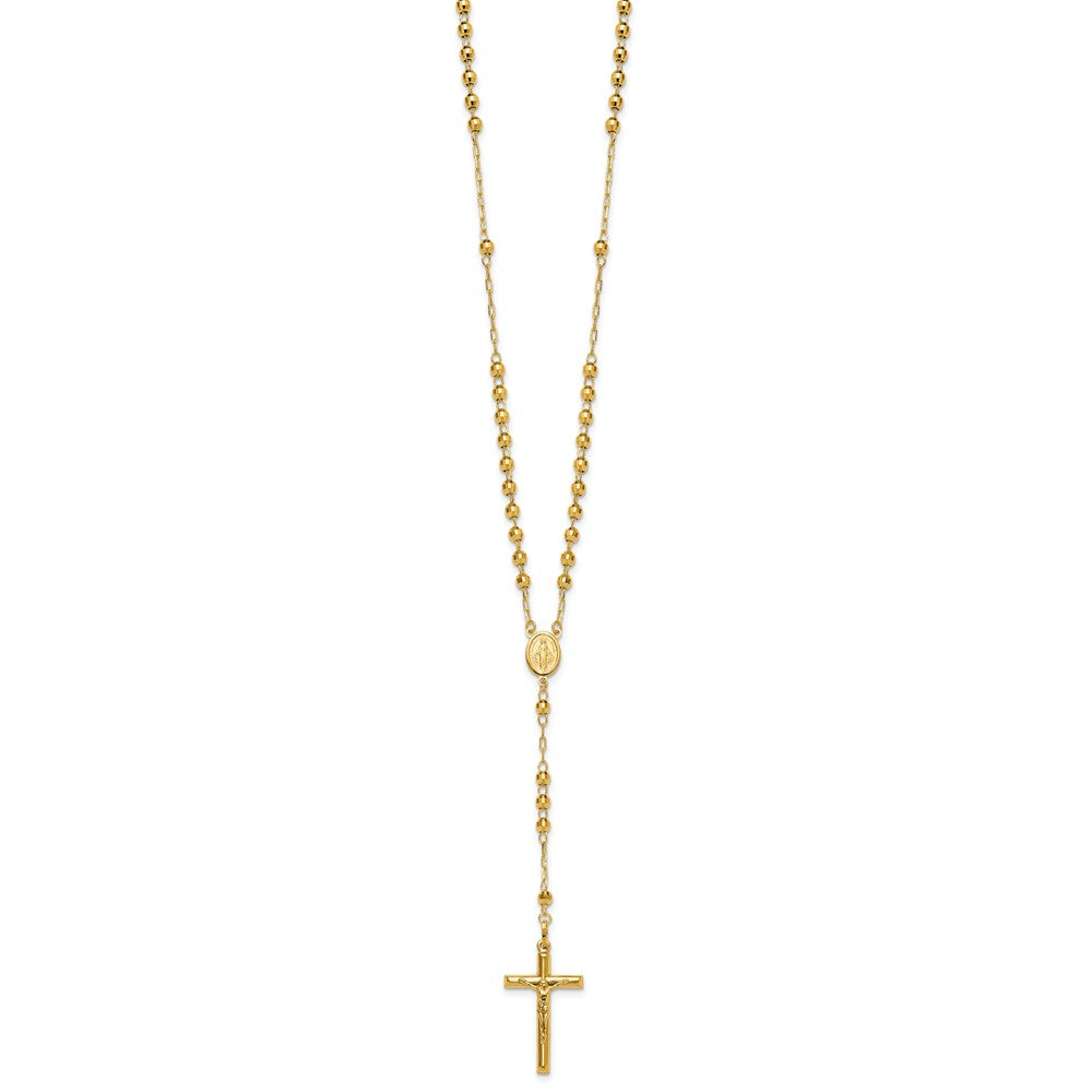 4mm Mirror Beaded Semi-solid Rosary Necklace 24"