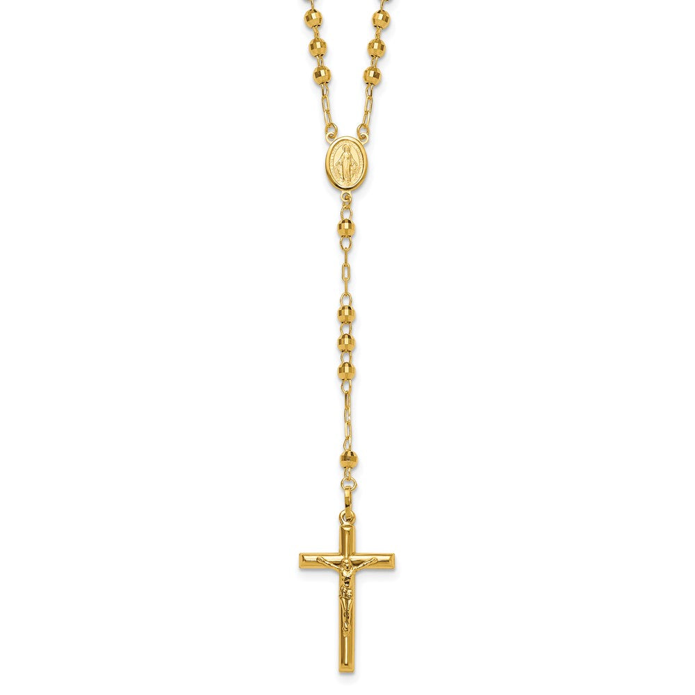 4mm Mirror Beaded Semi-solid Rosary Necklace 24"