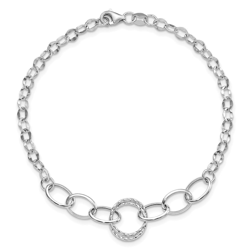 Polished Textured Fancy Link Bracelet 8" - 12mm