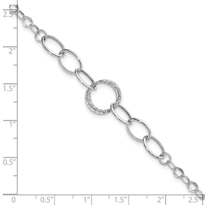 Polished Textured Fancy Link Bracelet 8" - 12mm