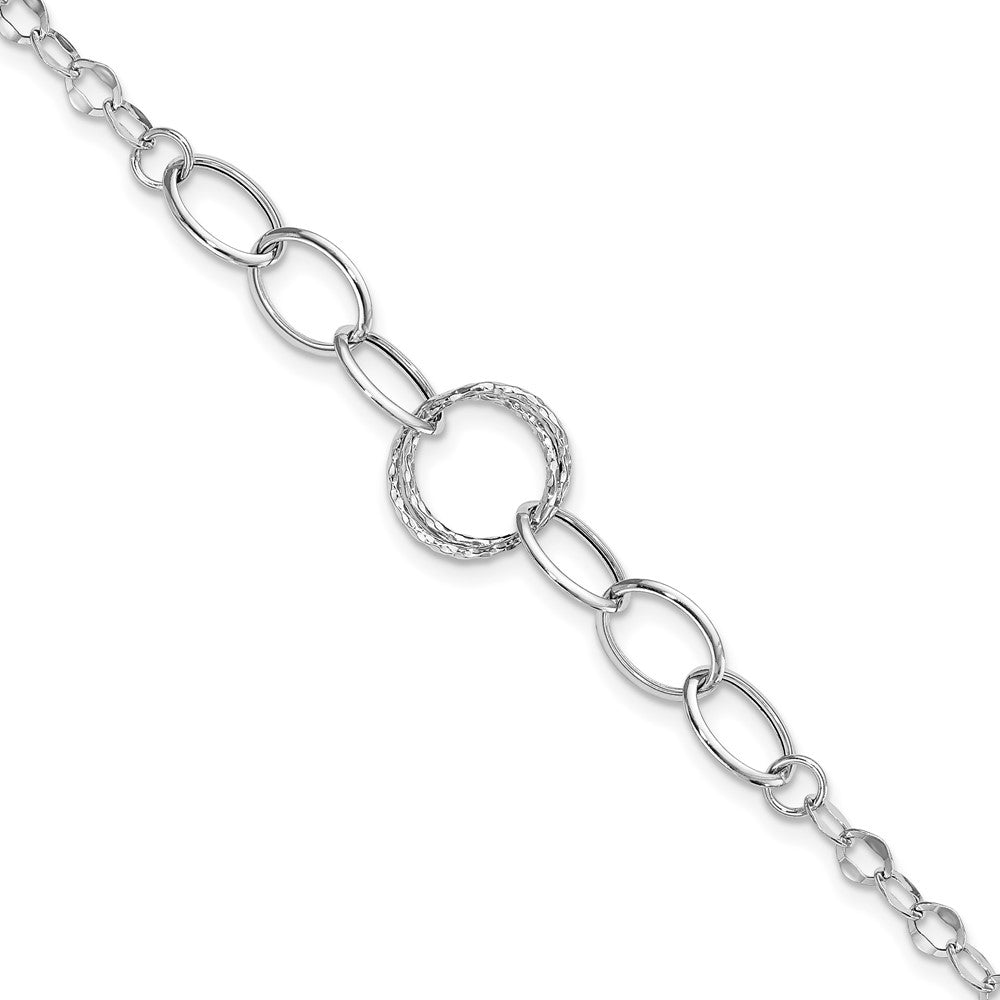 Polished Textured Fancy Link Bracelet 8" - 12mm