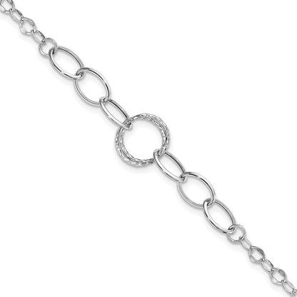 Polished Textured Fancy Link Bracelet 8" - 12mm