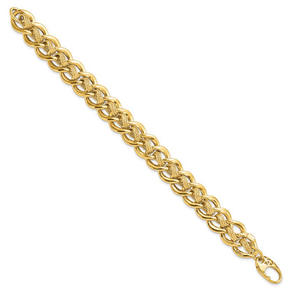 Polished and Textured Fancy Link Bracelet 8" - 15mm