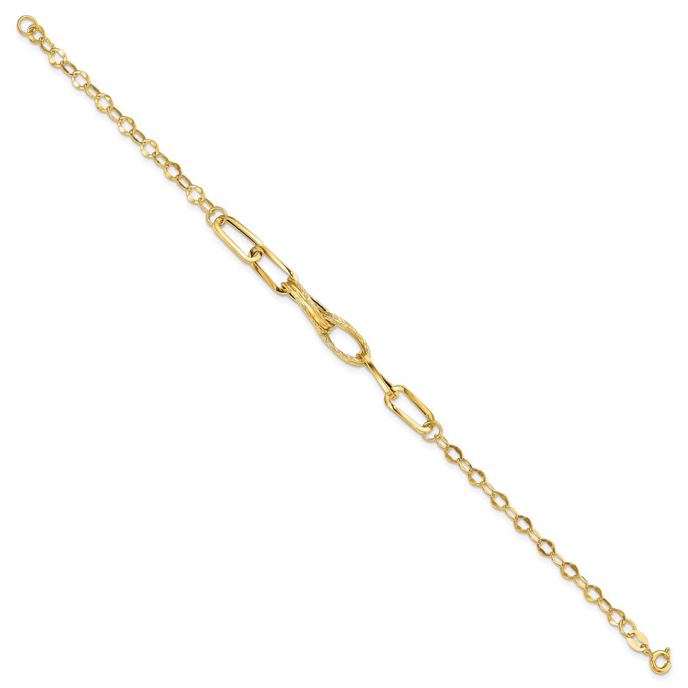 Polished Textured Fancy Link Bracelet 7.75" - 6mm