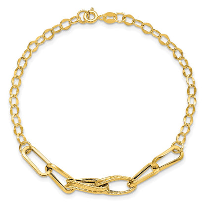 Polished Textured Fancy Link Bracelet 7.75" - 6mm