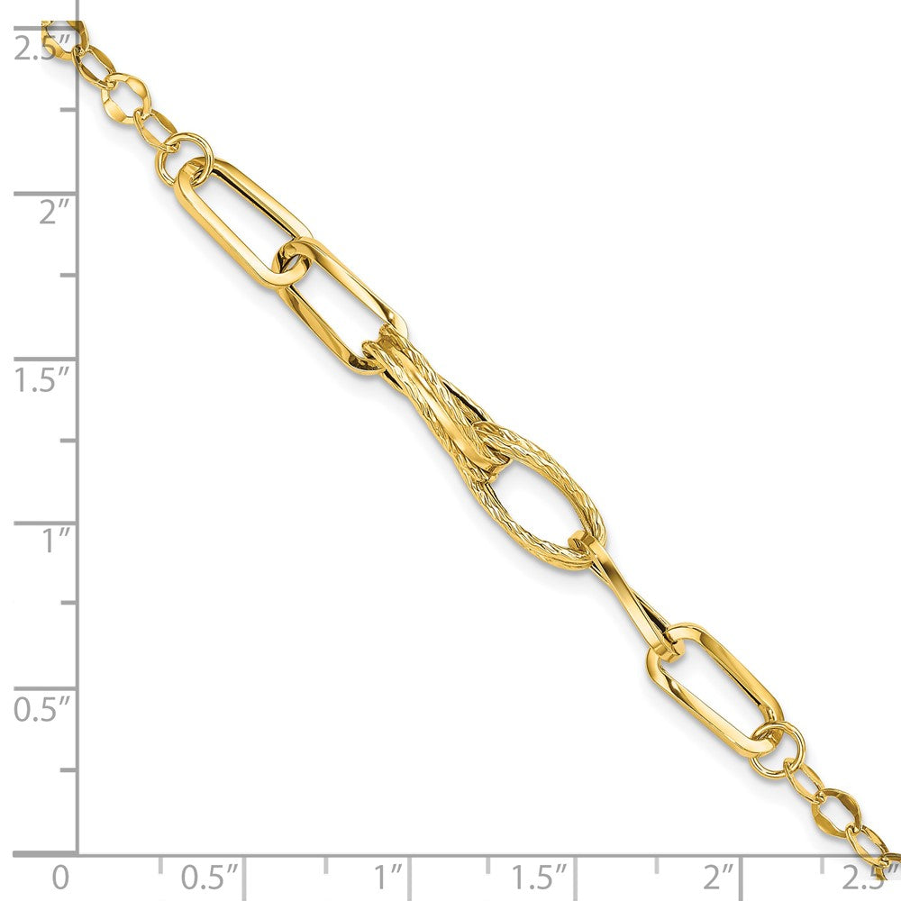 Polished Textured Fancy Link Bracelet 7.75" - 6mm