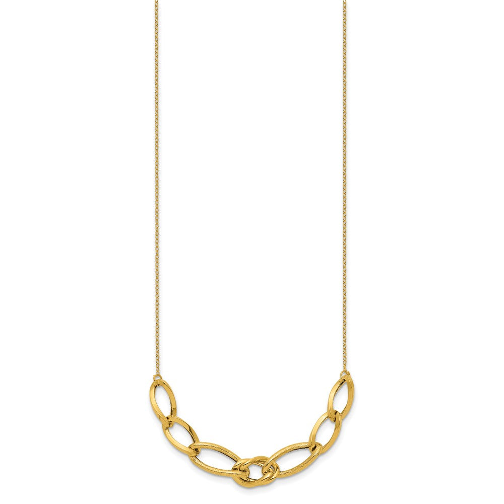 Polished and Textured Fancy Link Necklace 17.5" - 8mm