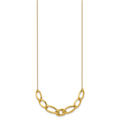 Polished and Textured Fancy Link Necklace 17.5" - 8mm