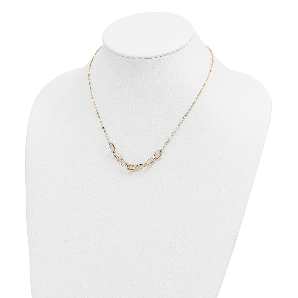 Polished and Textured Fancy Link Necklace 17.5" - 8mm
