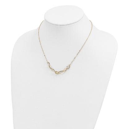 Polished and Textured Fancy Link Necklace 17.5" - 8mm