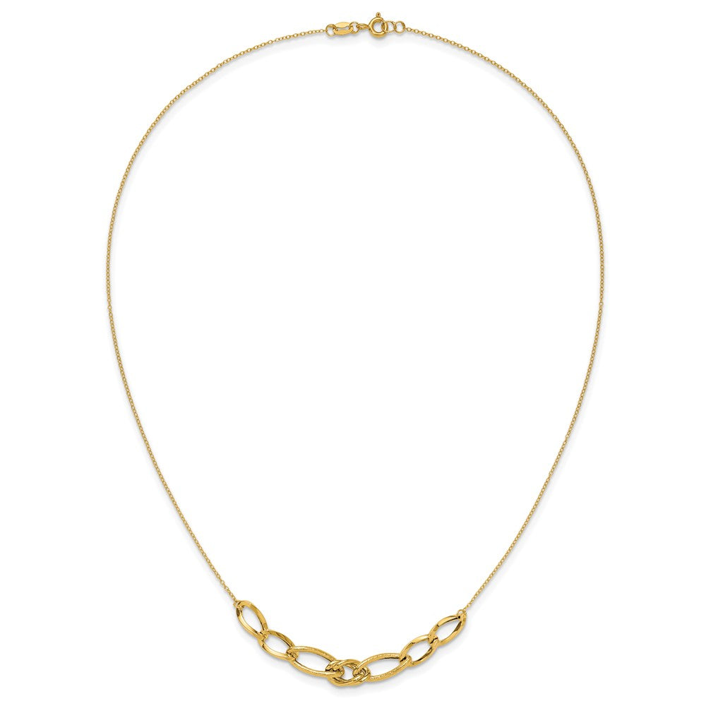 Polished and Textured Fancy Link Necklace 17.5" - 8mm