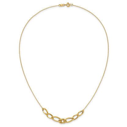 Polished and Textured Fancy Link Necklace 17.5" - 8mm