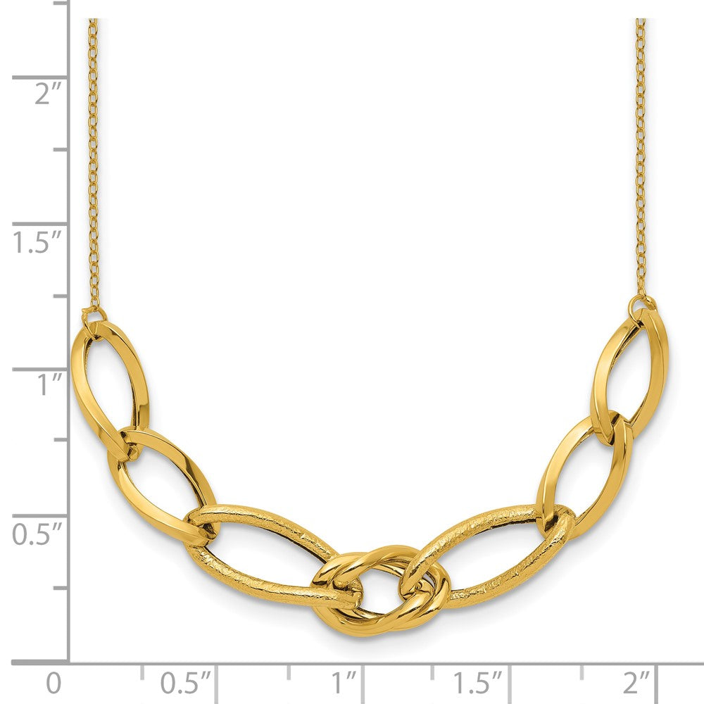 Polished and Textured Fancy Link Necklace 17.5" - 8mm