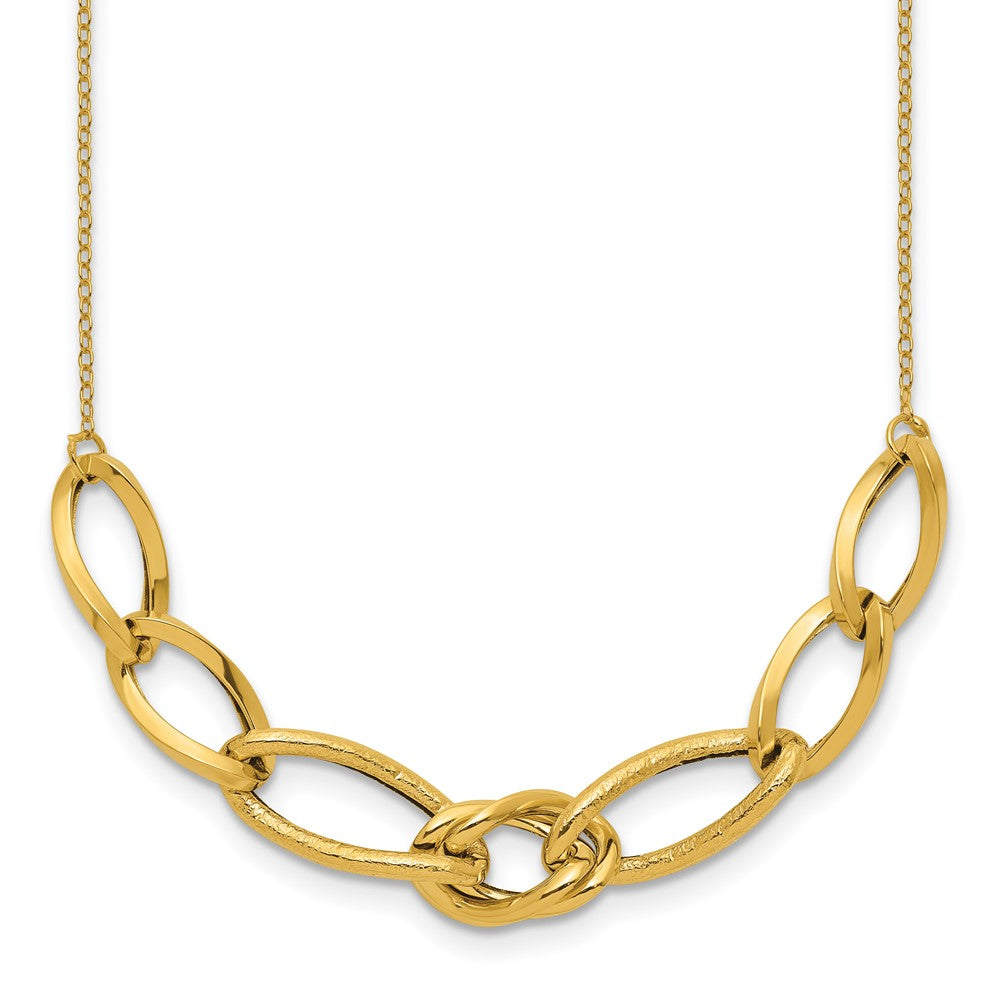 Polished and Textured Fancy Link Necklace 17.5" - 8mm