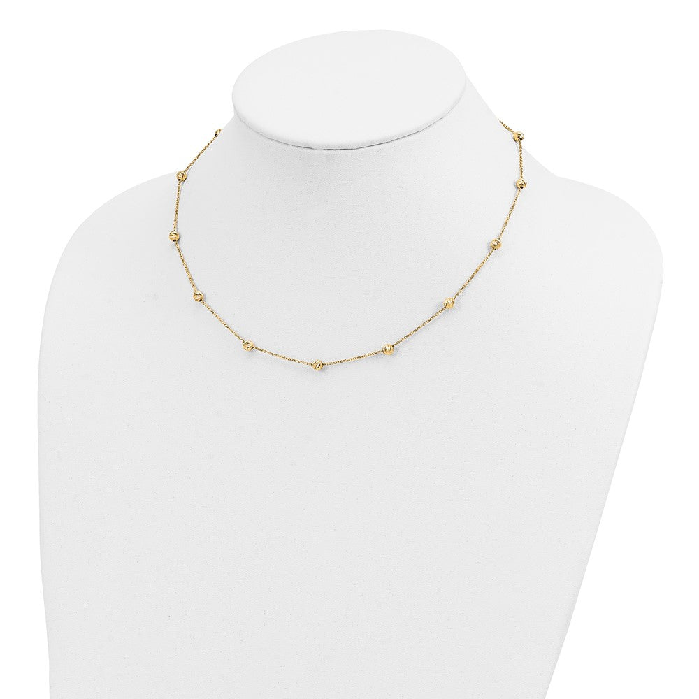 Diamond-cut Beads Station Necklace 17"