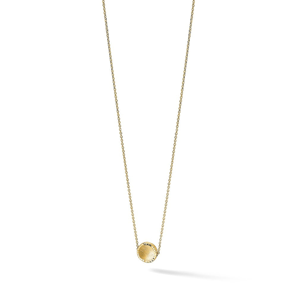 Brushed Polished & D/C Circle Necklace 18"