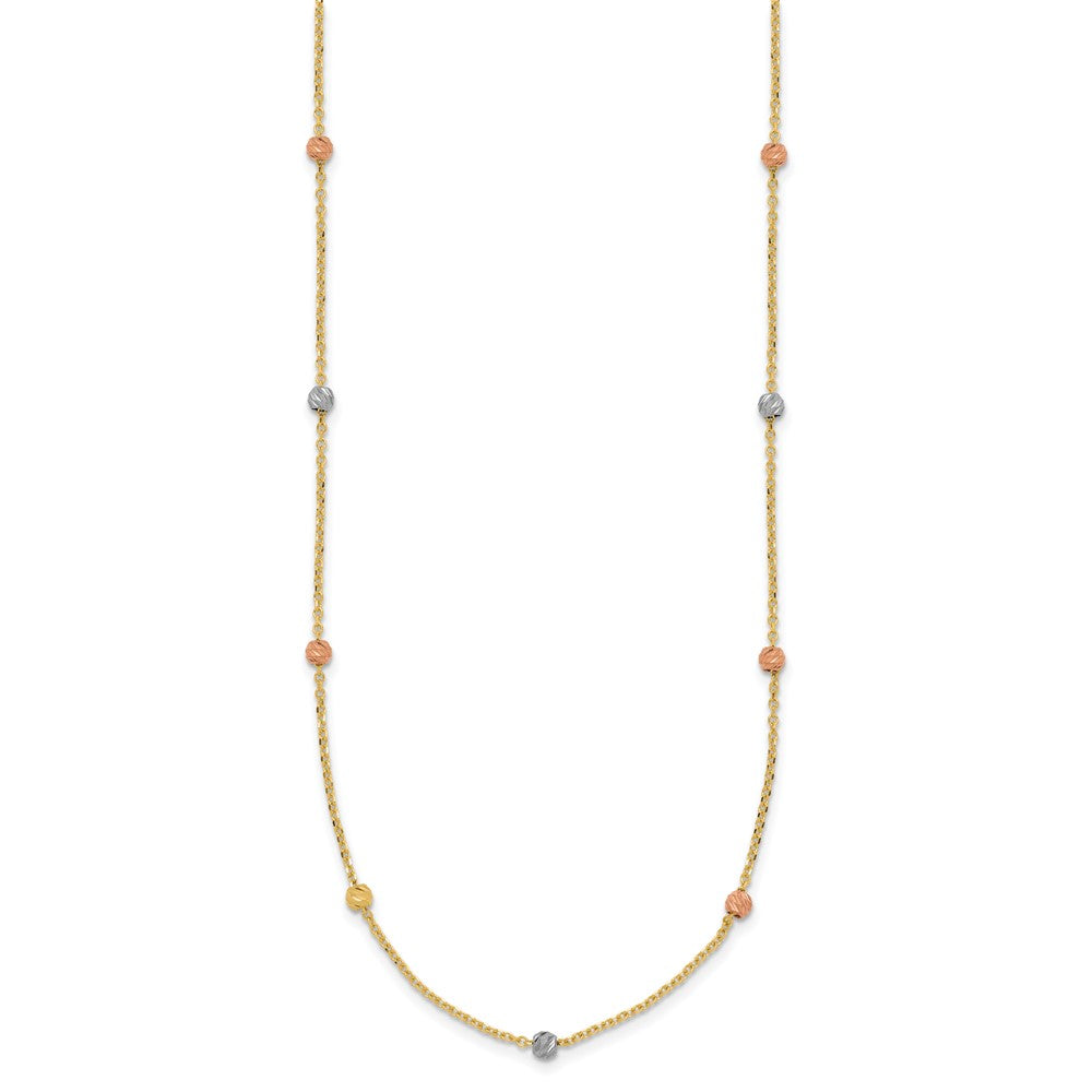 Polished & D/C Beaded Necklace 18"