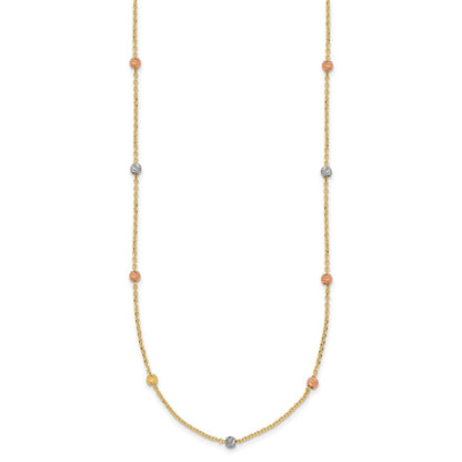 Polished & D/C Beaded Necklace 18"