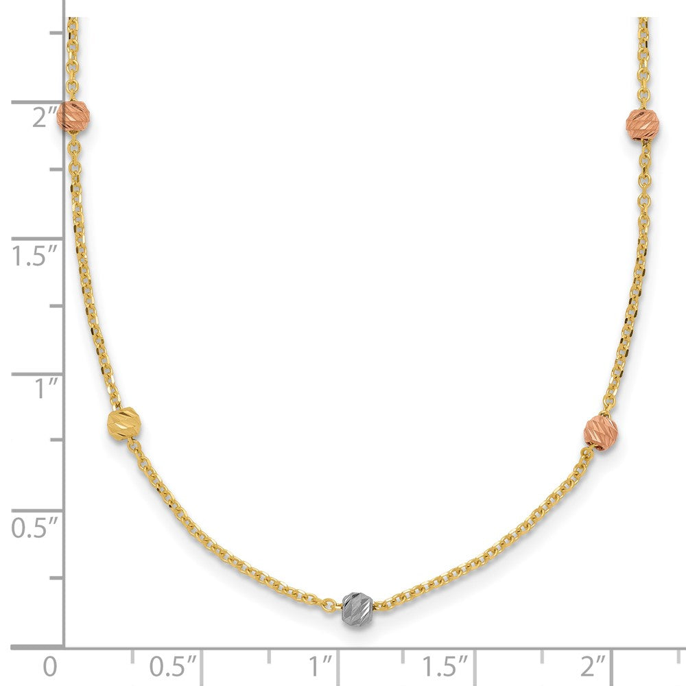 Polished & D/C Beaded Necklace 18"