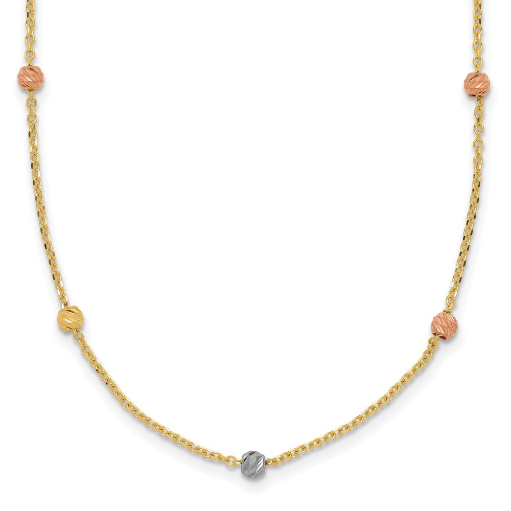 Polished & D/C Beaded Necklace 18"