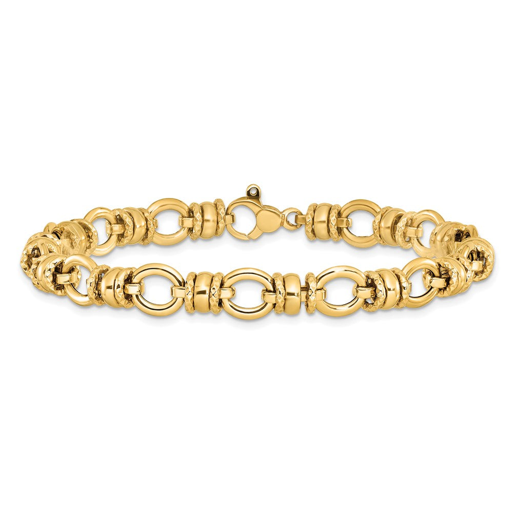 Polished and Textured Fancy Link Bracelet 7.75" - 6.12g