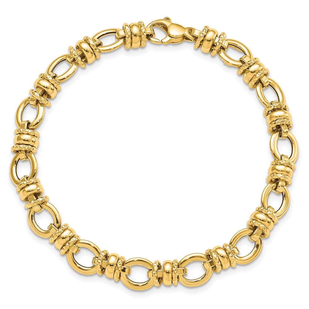 Polished and Textured Fancy Link Bracelet 7.75" - 6.12g