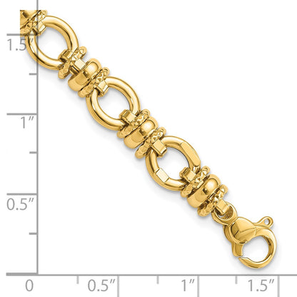 Polished and Textured Fancy Link Bracelet 7.75" - 6.12g