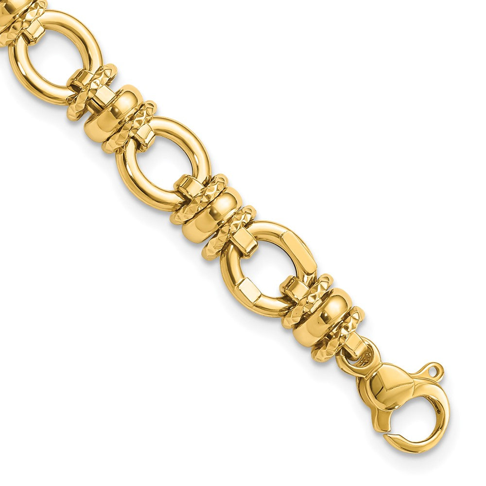 Polished and Textured Fancy Link Bracelet 7.75" - 6.12g
