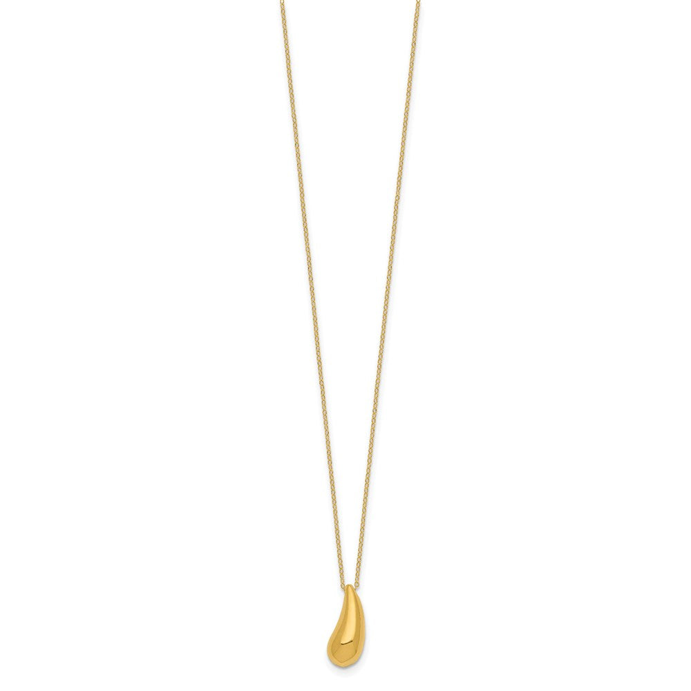Polished Puffed Teardrop Necklace 18"