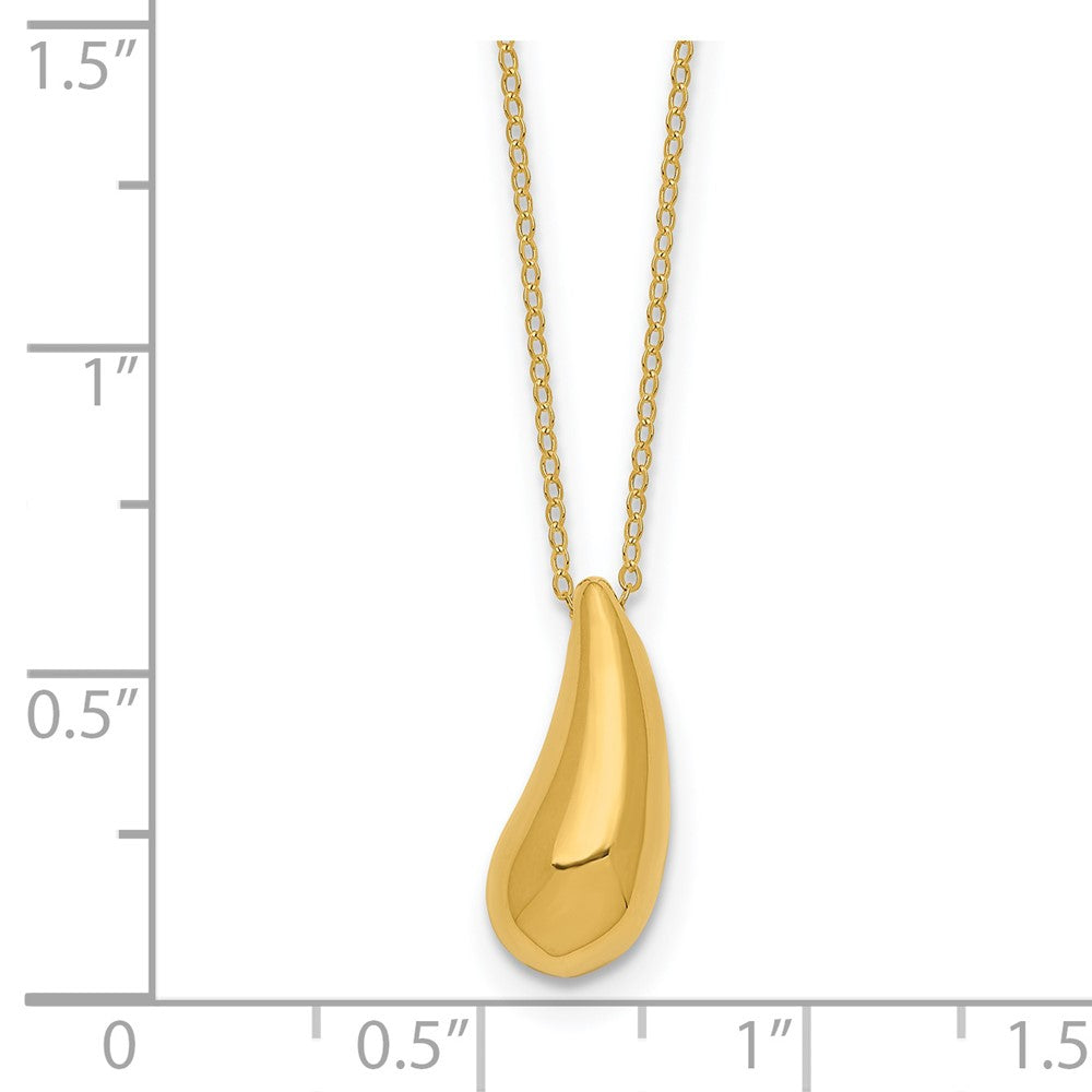 Polished Puffed Teardrop Necklace 18"