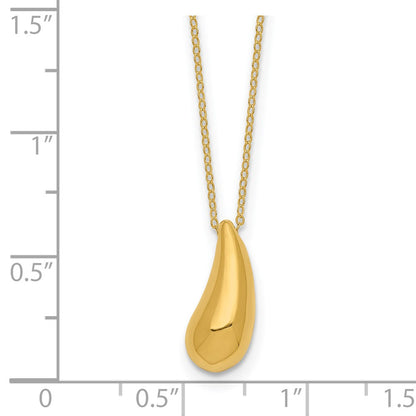 Polished Puffed Teardrop Necklace 18"