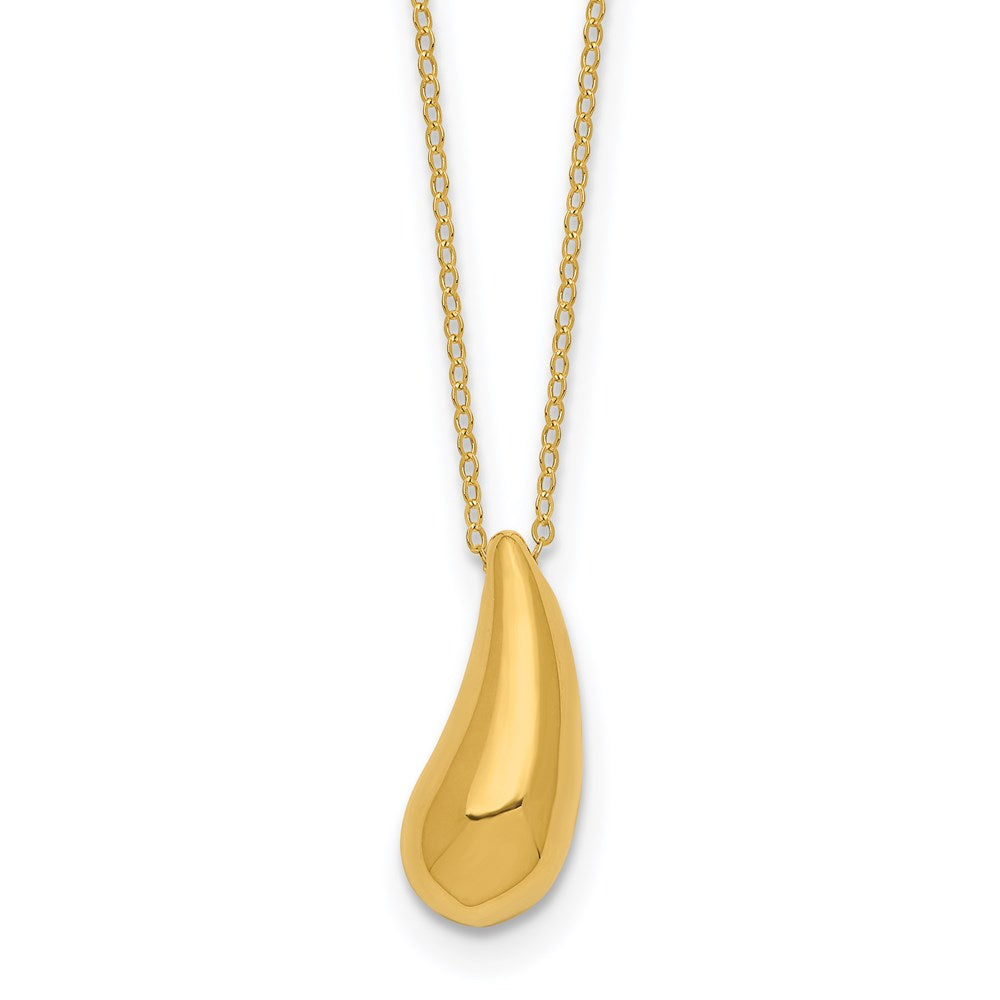 Polished Puffed Teardrop Necklace 18"