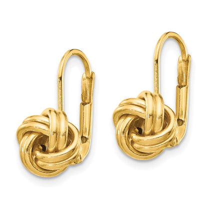 Polished Love Knot Leverback Earrings - Yellow Gold