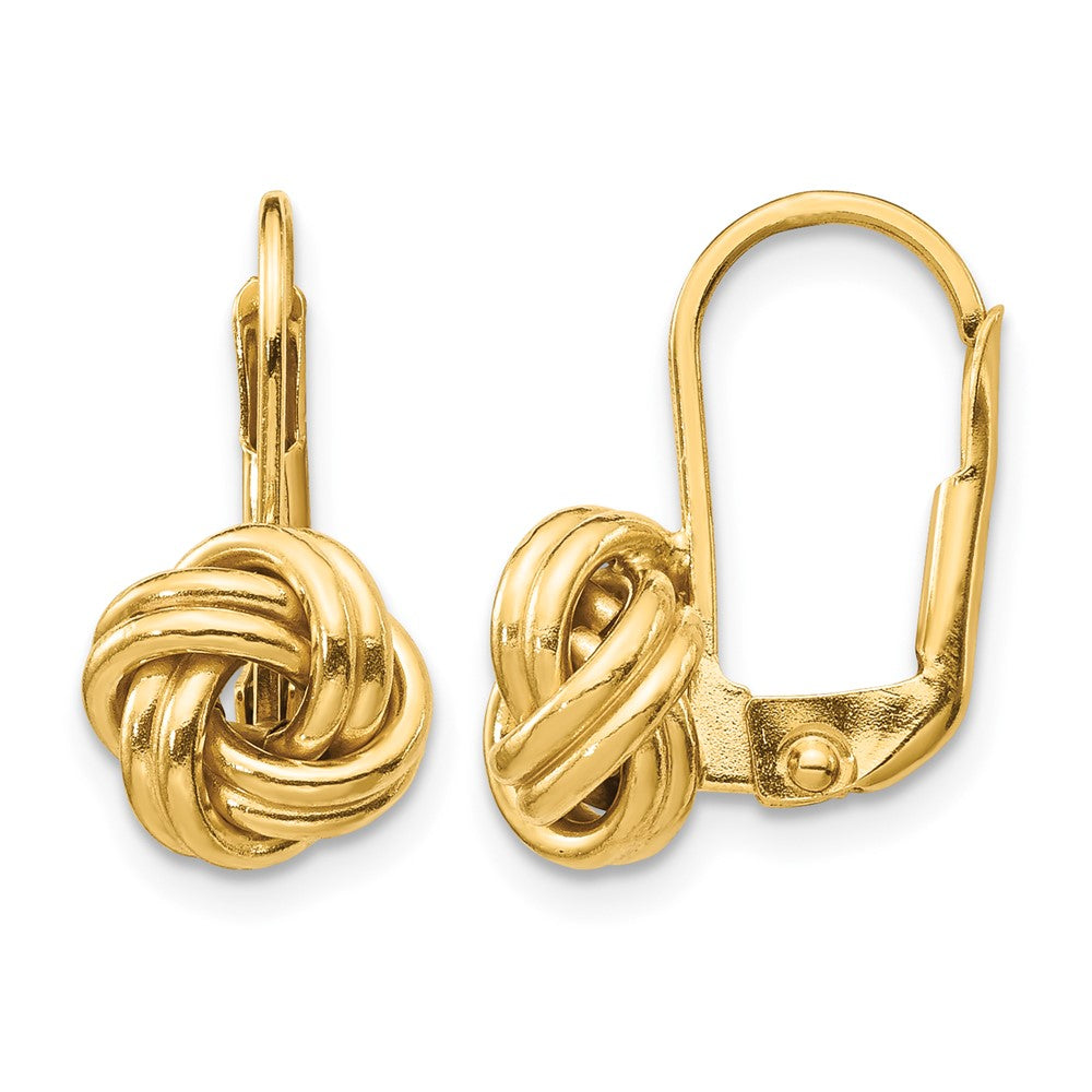 Polished Love Knot Leverback Earrings - Yellow Gold
