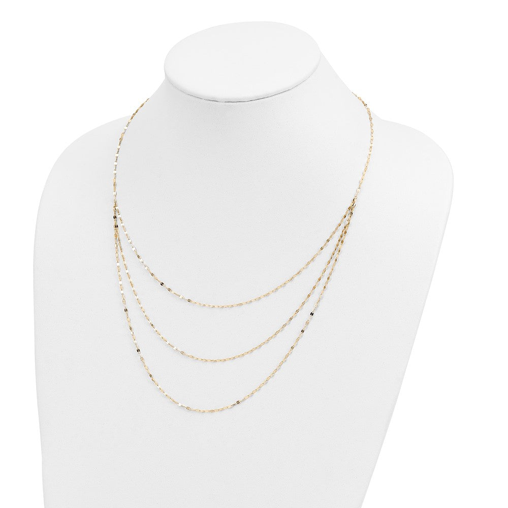 Polished Triple Strand Necklace 19.5"