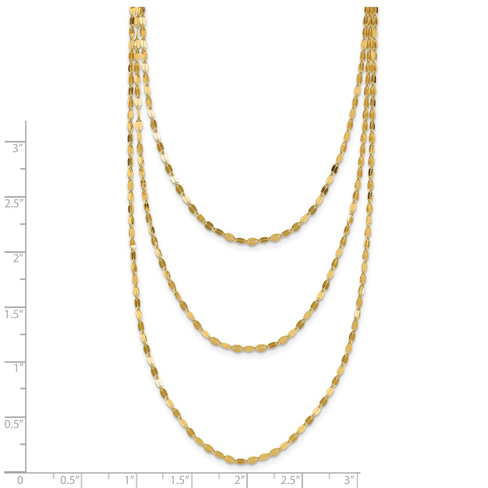 Polished Triple Strand Necklace 19.5"