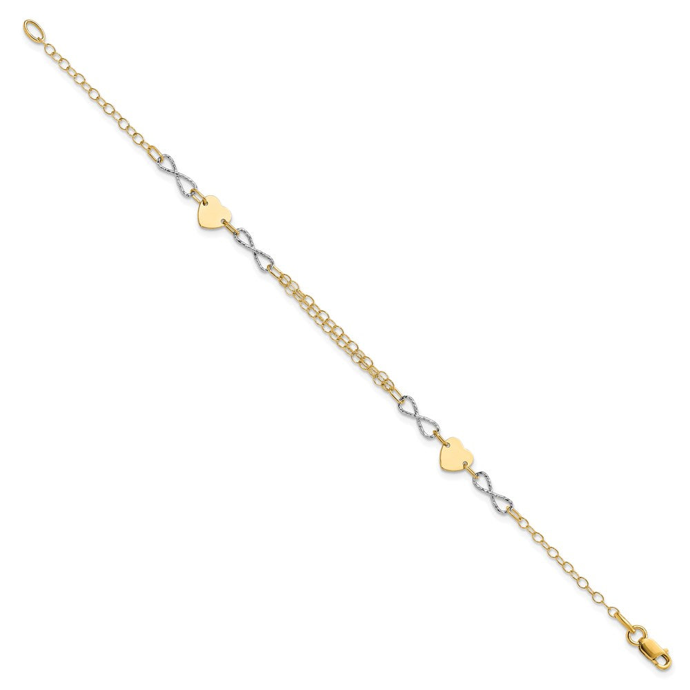 Polished Infinity and Heart Bracelet 7"