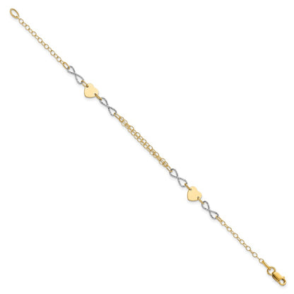 Polished Infinity and Heart Bracelet 7"
