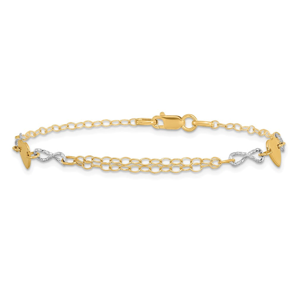 Polished Infinity and Heart Bracelet 7"