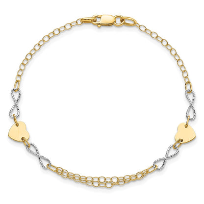 Polished Infinity and Heart Bracelet 7"