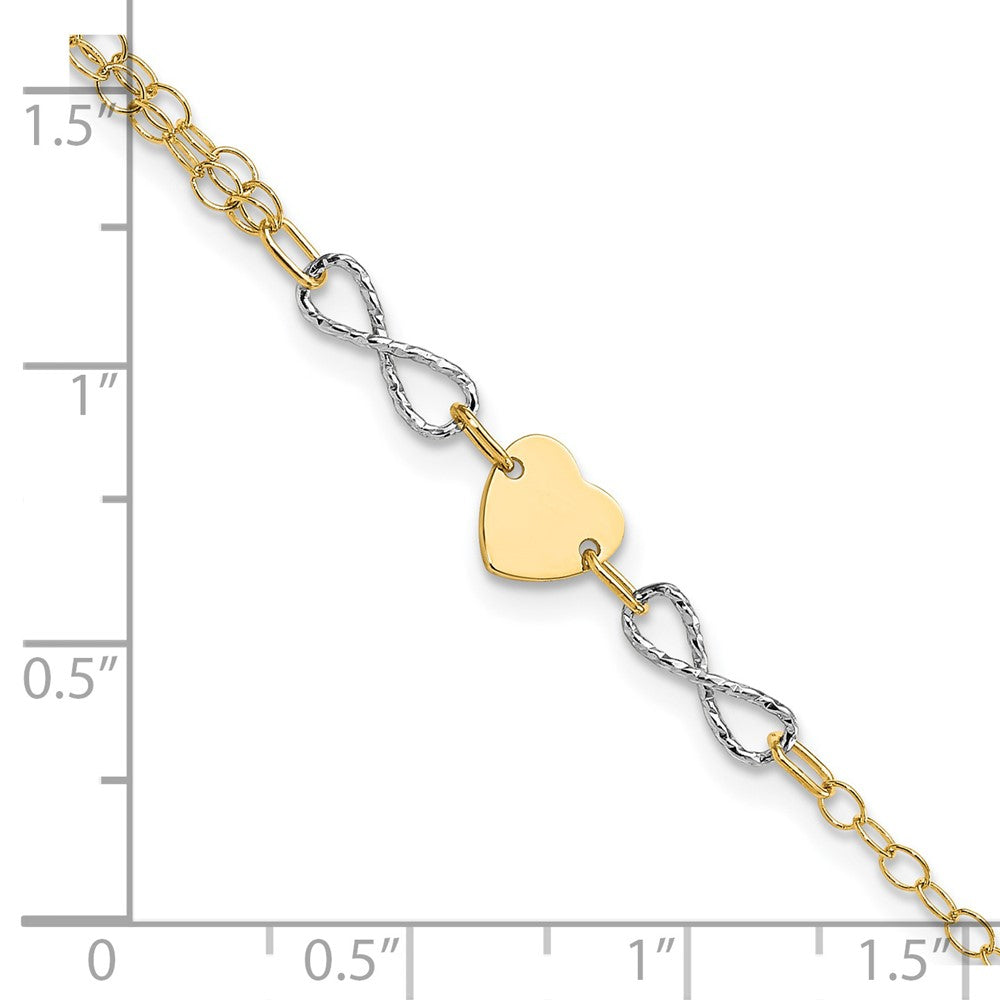 Polished Infinity and Heart Bracelet 7"